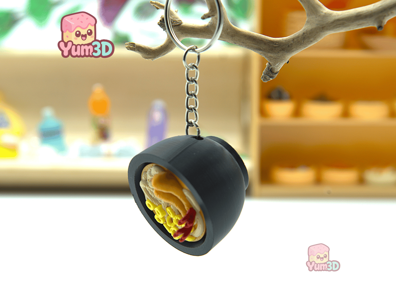 🍜 Yum3D Tempura Ramen Fidget Clicker Keychain - Cute Backpack